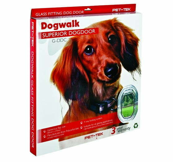 Pet-Tek White Glass Fitting Dog Door G-DDW