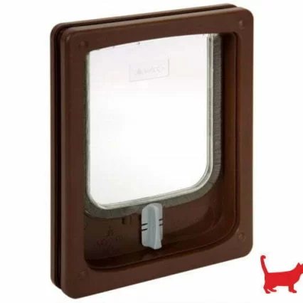 Pet-Tek Thin Panel Cat Flap Brown W-CDB